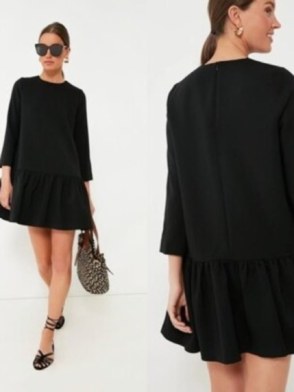 Tuckernuck Black Ruffle-Hem Mini Dress